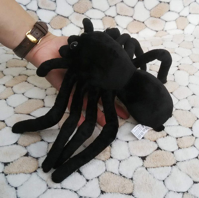 TAMMYFLYFLY Black Spider Plush, 9 Inch Collectible Decorative Big Eyes Tarantula Stuffed Toy Soft Take A Long Plushie Pillow Squishes Washable Cushy Mini Doll - Image 3